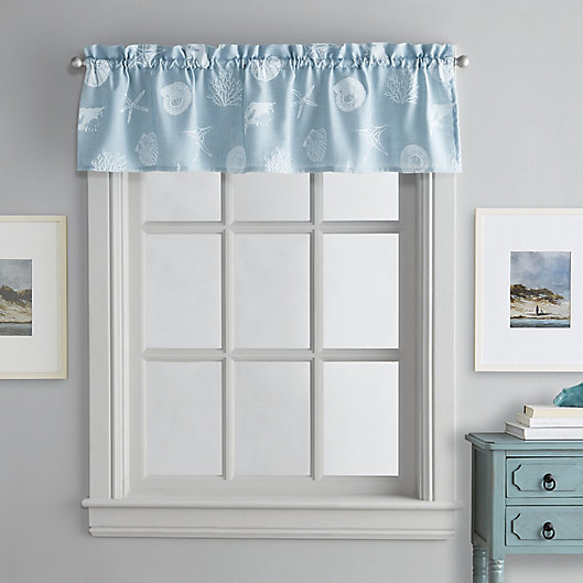 Alternate image 1 for Curtainworks® Seashells Rod Pocket Window Curtain Valance in Aqua