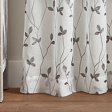 Curtainworks Botanical Embroidery 84-Inch Rod Pocket Window Curtain Panels in Grey (Set of 2). View a larger version of this product image.