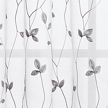 Curtainworks Botanical Embroidery 84-Inch Rod Pocket Window Curtain Panels in Grey (Set of 2). View a larger version of this product image.