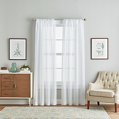 Pandora 84-Inch Sheer Window Curtain Panels in White (Set of 2). View a larger version of this product image.