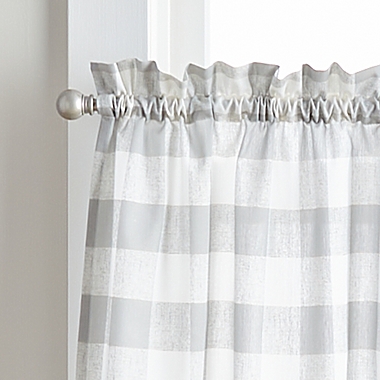 Buffalo Check 3-Piece 36-Inch Kitchen Window Curtain Tier Pair and Valance Set in White/Grey. View a larger version of this product image.