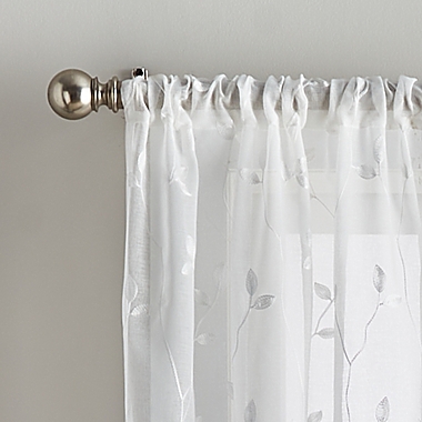 Curtainworks Botanical Embroidery 84-Inch Rod Pocket Window Curtain Panels in White (Set of 2). View a larger version of this product image.