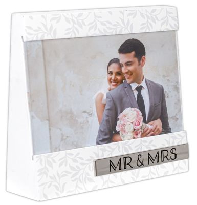 Malden&reg; Mr. &amp; Mrs. 4-inch x 6-Inch Wedge Frame in White