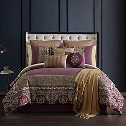 Hallmart Collectibles Hilldale 14-Piece Queen Comforter Set in Plum