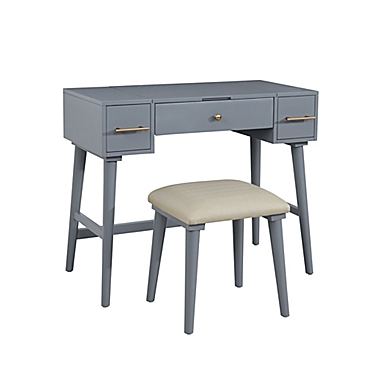 Studio 3B&trade; Vanity and Stool Set in Dark Grey. View a larger version of this product image.