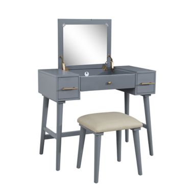 Studio 3B&trade; Vanity and Stool Set in Dark Grey. View a larger version of this product image.