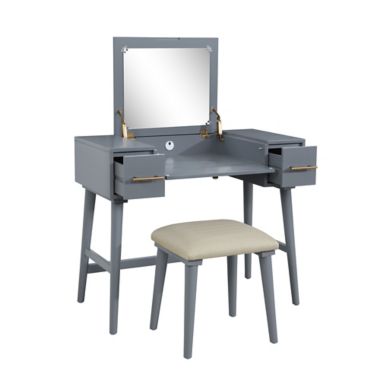 Studio 3B&trade; Vanity and Stool Set in Dark Grey. View a larger version of this product image.