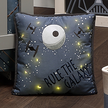 Lambs &amp; Ivy&reg; Star Wars Galaxy Light-Up Square Throw Pillow in Blue. View a larger version of this product image.