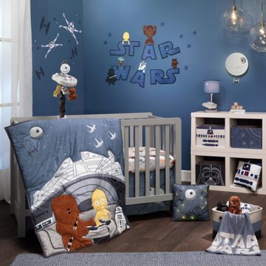 Lambs & Ivy&reg; Star Wars&trade; Millennium Falcon 3-Piece Crib Bedding Set in Blue. View a larger version of this product image.