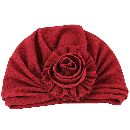 Alternate image 1 for Tiny Treasures™ Newborn Rosette Turban Hat in Burgundy