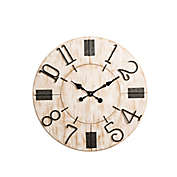 Glitzhome&reg; Oversized Wooden Farmhouse Wall Clock in Distressed White