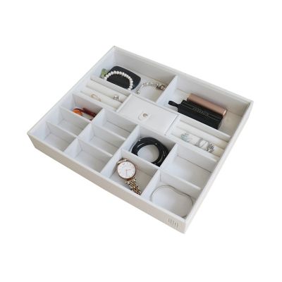 Squared Away&trade; 20-Compartment Stackable Jewelry Tray in Coconut Milk
