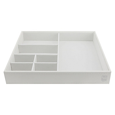 Squared Away&trade; 7-Compartment Stackable Jewelry Tray in Coconut Milk. View a larger version of this product image.