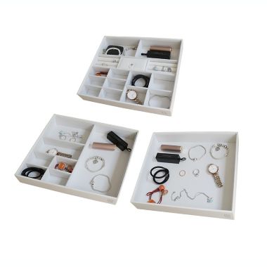 Squared Away&trade; Large Stackable Jewelry Trays in Coconut Milk (Set of 3). View a larger version of this product image.