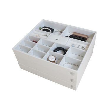 Squared Away&trade; Large Stackable Jewelry Trays in Coconut Milk (Set of 3). View a larger version of this product image.