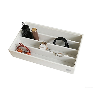 Squared Away&trade; 4-Compartment Stackable Jewelry Tray in Coconut Milk. View a larger version of this product image.