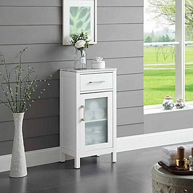 Studio 3B&trade; Hudson Bathroom Floor Cabinet with Marble Top in White. View a larger version of this product image.