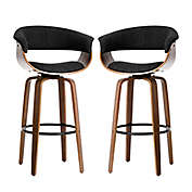 Glitzhome&reg; Mid-Century Modern Swivel Bar Chair in Black (Set of 2)