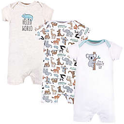 Hudson Baby® 3-Pack Zoo Animals Short Sleeve Rompers
