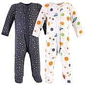 Hudson Baby&reg; Size 3-6M 2-Pack Space Sleep and Play Footies