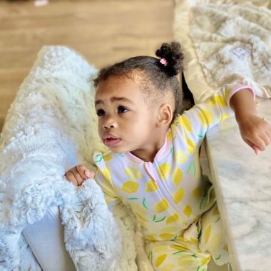 Zalamoon Strollet Plush Blanket with Designated Satin Trim Corner. View a larger version of this product image.