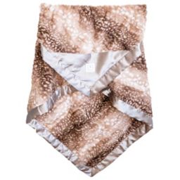 Zalamoon Strollet Plush Blanket with Designated Satin Trim Corner in Fawn