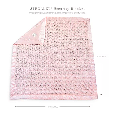 Zalamoon Strollet Plush Blanket with Designated Satin Trim Corner in Blush. View a larger version of this product image.
