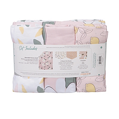 Trend Lab&reg; Lemon Floral 4-Piece Crib Bedding Set in Pink. View a larger version of this product image.