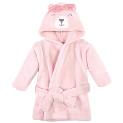 Hudson Baby Bear Plush Animal Face Bathrobe In Pink