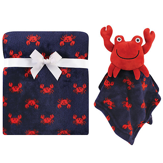 Alternate image 1 for Hudson Baby® 2-Piece Crab Plush Security Blanket Set in Blue