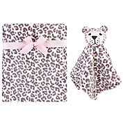 Hudson Baby&reg; 2-Piece Leopard Plush Security Blanket Set in Grey
