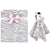 Hudson Baby&reg; 2-Piece Zebra Plush Security Blanket Set in Grey