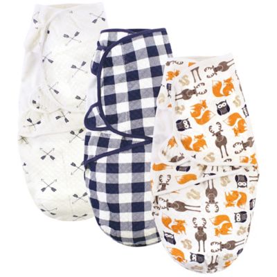 Hudson Baby&reg; 3-Pack Boy Quilted Cotton Swaddle Wraps in Orange