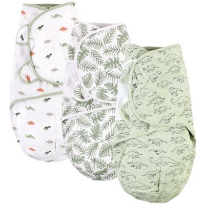 Hudson Baby&reg; 3-Pack Dinosaur Quilted Cotton Swaddle Wraps in Green