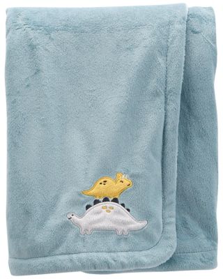 carter&#39;s&reg; Toddler Dinosaur Fuzzy Plush Velboa Blanket in Light Blue