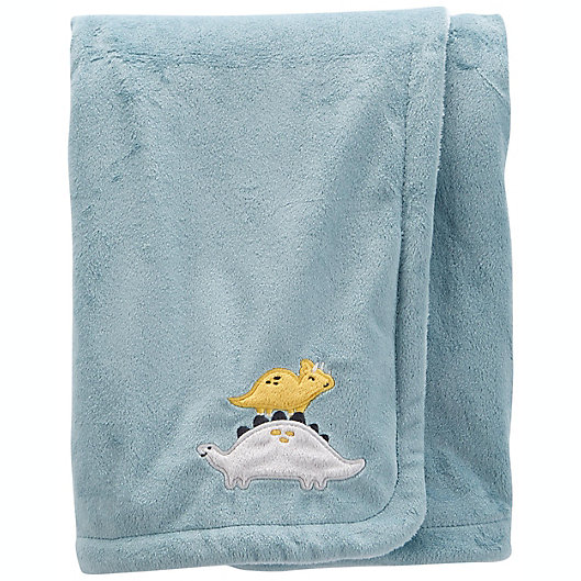 Alternate image 1 for carter's® Toddler Dinosaur Fuzzy Plush Velboa Blanket in Light Blue