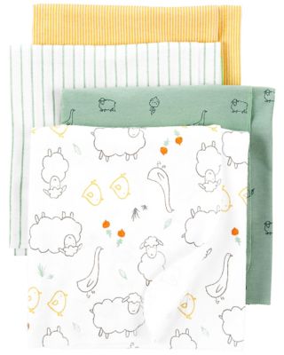 carter&#39;s&reg; Newborn 4-Pack Lamb and Ducks Cotton Flannel Receiving Blankets