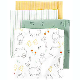 carter's® Newborn 4-Pack Lamb and Ducks Cotton Flannel Receiving Blankets
