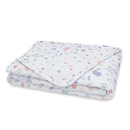 Living Textiles Sweet Tweet Cotton Stroller Blanket in Teal/Grey
