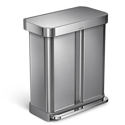 50 Liter 13 Gallon Step Pedal Stainless Steel Dual Compartment Trash Can Bin 