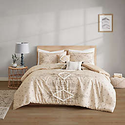Intelligent Design Tate Printed 4-Piece Twin/Twin XL Duvet Cover Set With Chenille Trim in Natural