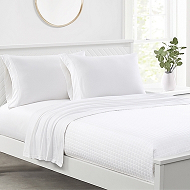 Simply Essential&trade; Jersey Queen Sheet Set in White. View a larger version of this product image.