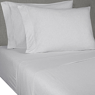 Simply Essential&trade; Jersey Queen Sheet Set in Light Grey. View a larger version of this product image.
