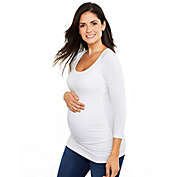 A Pea in the Pod&reg; X-Small Side Ruched 3/4 Sleeve Maternity T-Shirt in White