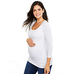 A Pea in the Pod®  Small Side Ruched 3/4 Sleeve Maternity T-Shirt in White