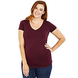 Motherhood Maternity® X-Large Side Ruched Short Sleeve Maternity Top in Wine