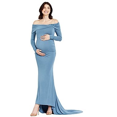 Motherhood Maternity&reg; Off-Shoulder X-Large Maternity Maxi Dress in Blue. View a larger version of this product image.