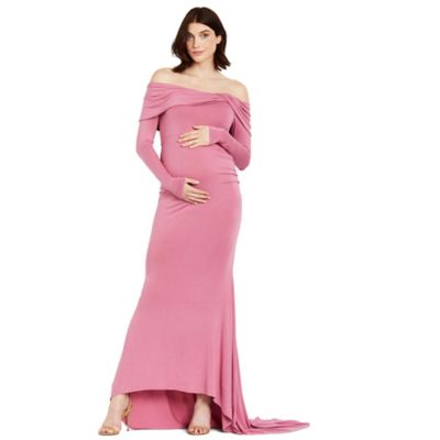 Motherhood Maternity&reg; Off-Shoulder X-Small Maternity Maxi Dress in Pink