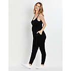 Alternate image 1 for Motherhood Maternity&reg; Small French Terry Jogger Maternity Jumpsuit in Black