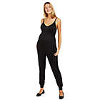 Alternate image 0 for Motherhood Maternity&reg; Medium French Terry Jogger Maternity Jumpsuit in Black